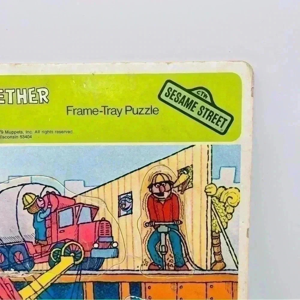 Vintage Whitman "Working Together" Frame Tray Sesame Street Puzzle - Picture 3 of 9